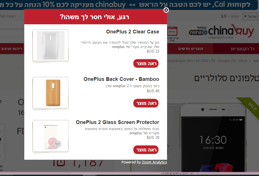 הצעת מוצר משלים לשיפור המרה
